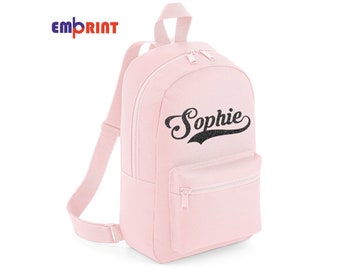 Personalised Mini Kids Backpack Any Name Boys Girls School Bag Glitter Rucksack MB#1