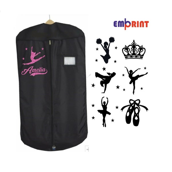 Personalised Dance Gymnastics Girls Costume Dress Cover Glitter Suit Bag Cheerleading