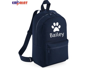 Personalised Dog Bag Backpack Puppy Gift Rucksack Paw Design Training Toys and Treats