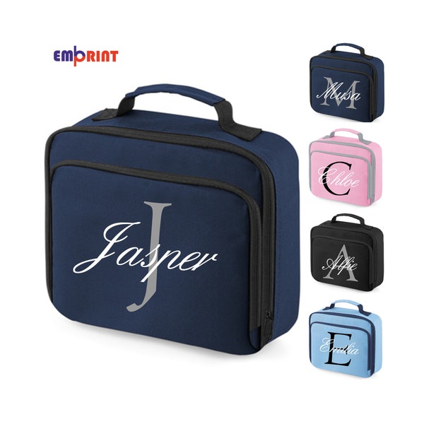 Personalised Script Lunch Bag Boys Girls Insulated Childrens Name School Dinner Box