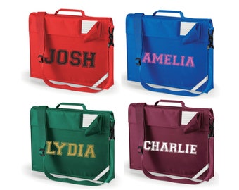 Personalised Varsity Book Bag Junior with Strap Back to School Boys Girls Childrens Name Music Bookbag