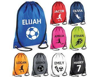 Personalised Football Boot Bag Gymsac Boys Girls Customised Kids School PE Sports Gym Shoe Kit