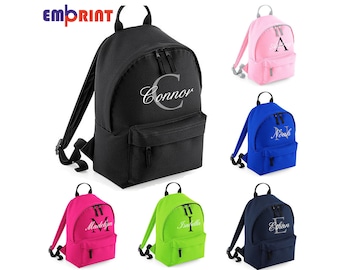 Personalised Mini Kids Initial Script Backpack Any Name Boys Girls School Nursery Bag MB#5