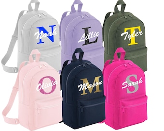 Personalised Mini Kids School Bag Colour Initial Boys Girls Backpack Any Name Toddler Nursery