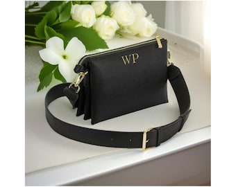 Personalised Soft Cross Body Bag with Initial | Monogram Handbag | Custom Gift for Her | Bespoke Birthday Present | Custom Bag with Strap