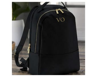 Personalised Women Backpack with Initial | Bespoke Custom Bag | Faux Leather Rucksack | Travel Backpack | Hand Luggage | Hospital Overnight