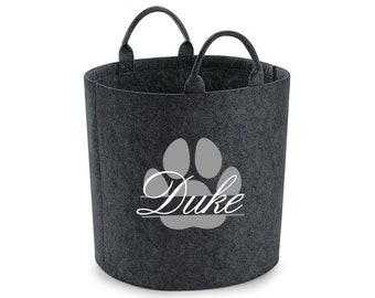 Personalised Dog Toy Basket Split Paw Design Trug Storage Puppy Basket Doggy Training Treats Gift