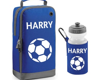 Personalised Football Boot Bag Drinks Bottle Boys Girls Customised Kids School PE Sports Gym Shoe Kit
