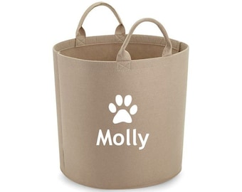 Personalised Dog Toy Basket Small Paw Design Trug Storage Puppy Basket Doggy Training Treats Gift