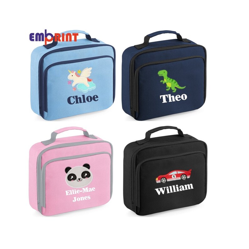 Personalised Embroidered Kids Lunch Bag Boys Girls Insulated Etsy UK