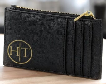 Initiale personnalisée de sac à main | porte-cartes monogramme | Porte-monnaie pour femme | portefeuille pour elle | Cadeau personnalisé pour maman | Cadeaux personnalisés