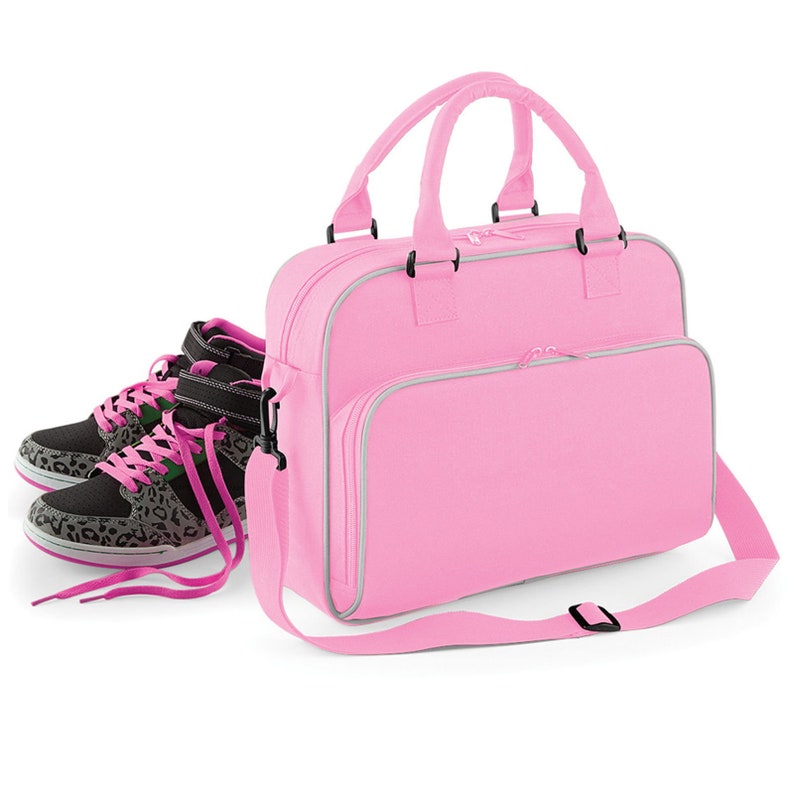 Personalised Dance Bag Kids Girls Gymnastics Childrens Glitter Ballet School Custom Cheerleading Shoulder Bag Classic Pink/Grey