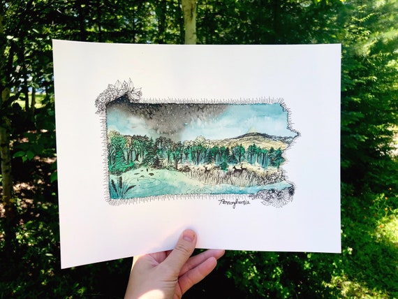 Pennsylvania Watercolor Print