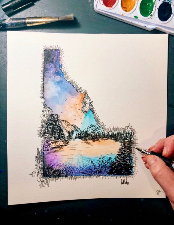 Idaho watercolor print