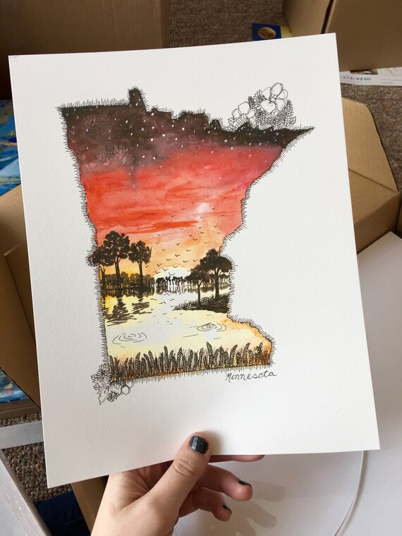 Minnesota Watercolor Print