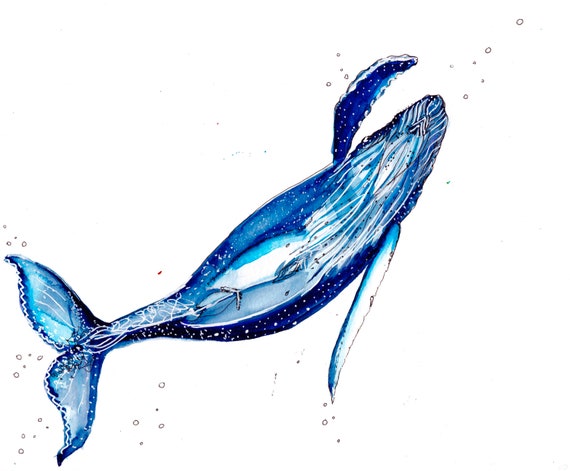 Keep Swimming Watercolor Whale Print