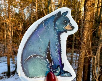 Handsketched watercolor and ink bear vinyl decal