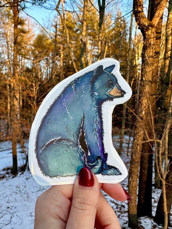 Handsketched watercolor and ink bear vinyl decal