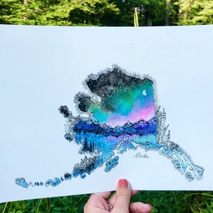 Afdruk van Alaska aquarel illustratie