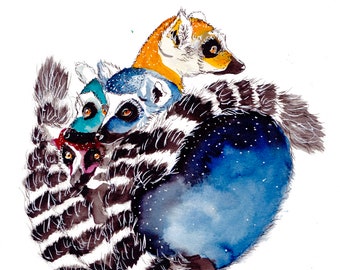 Lemur Conspiracy Watercolor Print