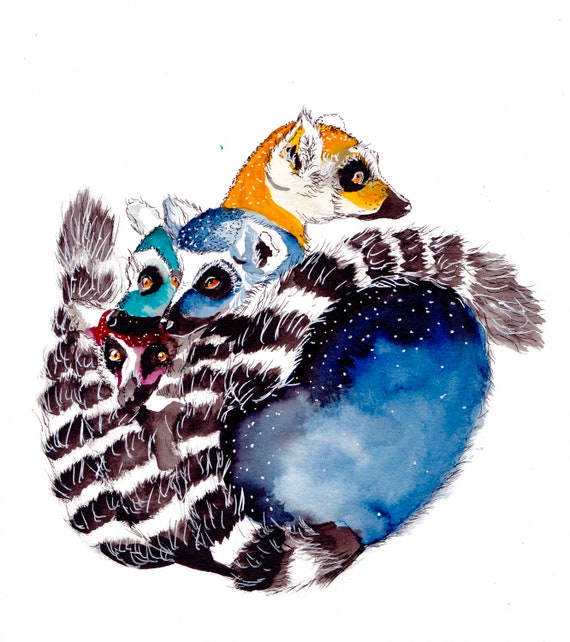 Lemur Conspiracy Watercolor Print