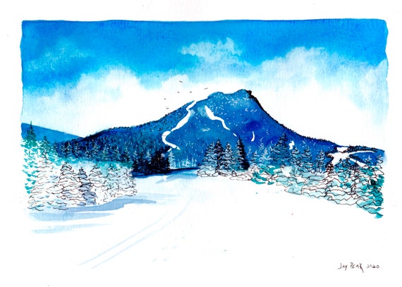 Jay’s Peak Watercolor and Ink Print