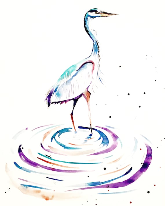 Heron Watercolor Print