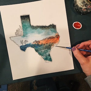 Stampa acquerello del Texas