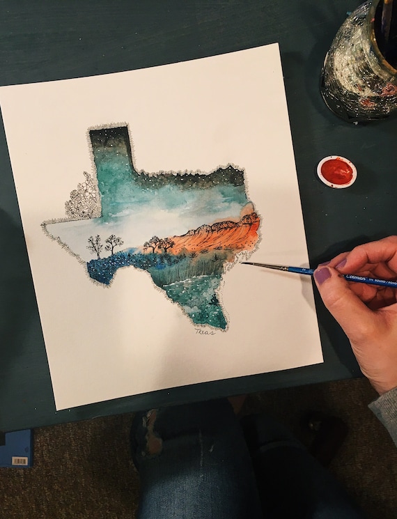 Watercolor Texas Print