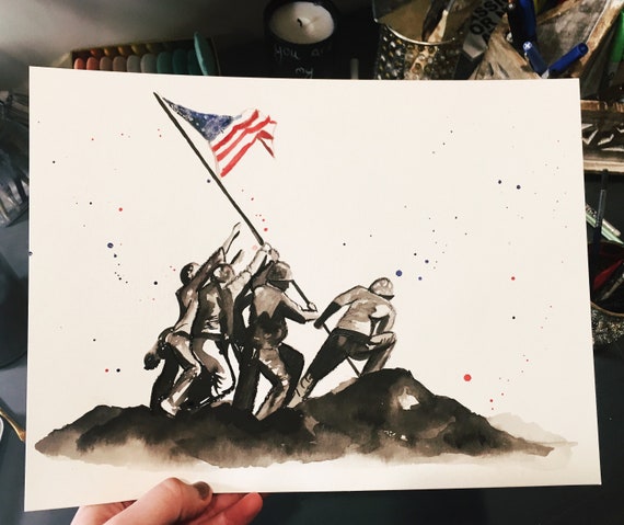 Raising of Flag on Iwo Jima inspired print