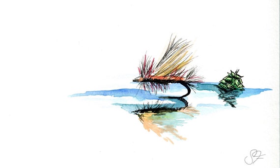 Northwoods Brewing Co's DDH handsketched watercolor flyfishing print