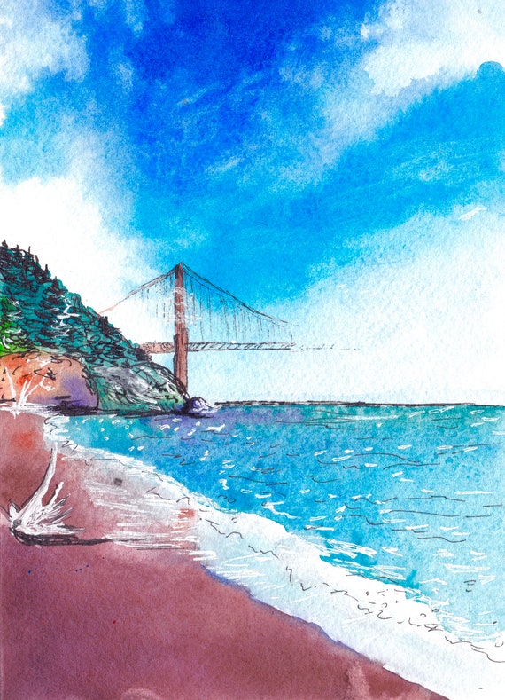 Golden Gate Watercolor Print