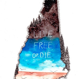 Live Free or Die NH Watercolor decal