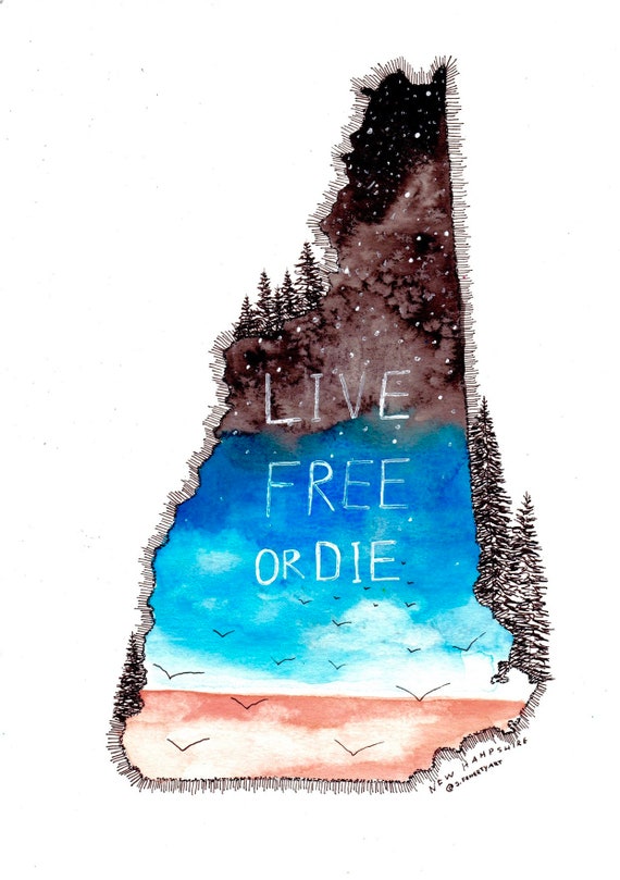 Live Free or Die NH Watercolor decal