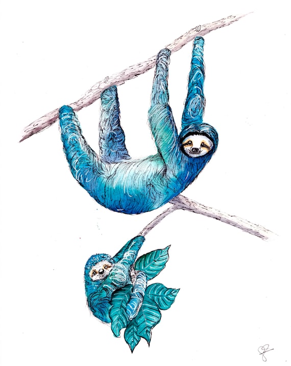 Watercolor Sloths Print