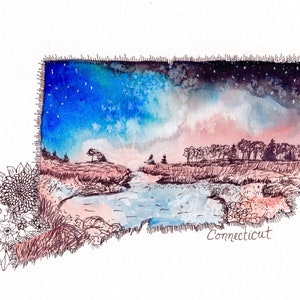 Connecticut Watercolor Print