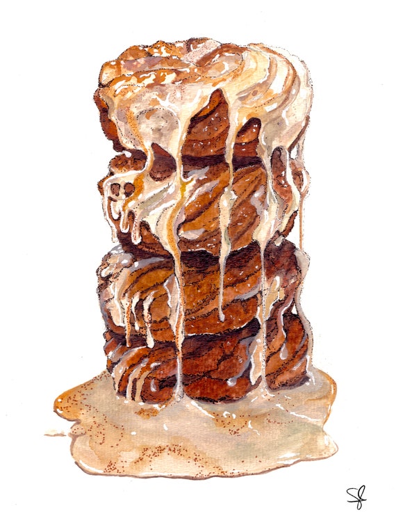 Northwoods Brewing Co's It’s a Cruller-ful Life watercolor and ink print