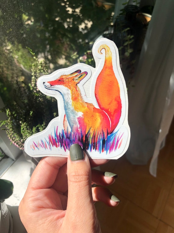 Hand drawn watercolor fox vinyl decal