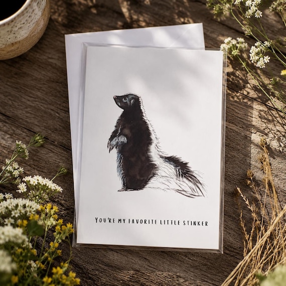 Favorite Little Stinker - Funny Love | Skunk Greeting Card | Anniversary | Friendship Card