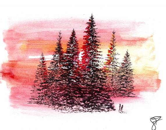 Northwoods Brewing Co Tall, Tall Trees label handsketched watercolor print