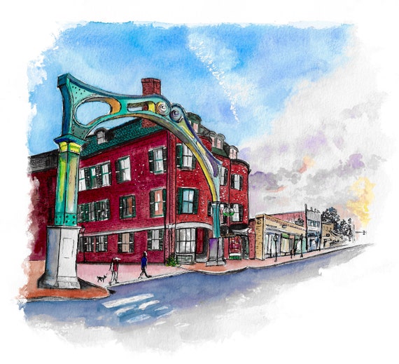 Limited Edition Portsmouth, NH Arch watercolor reproduction print