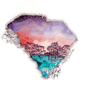 South Carolina watercolor print