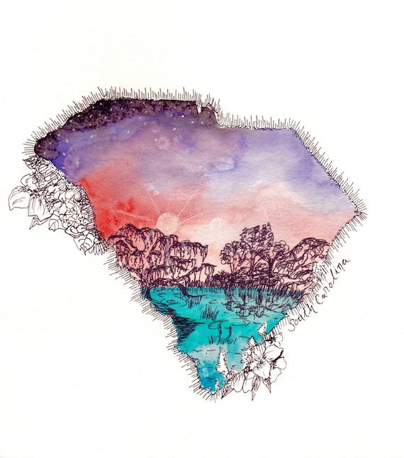 South Carolina watercolor print