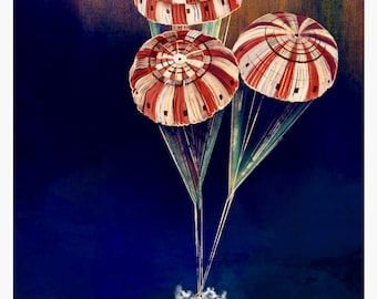 Artemis II Splashdown-tryck: Fallskärmar blommar, säker återkomst hem (8X10, 16X20, 18X24)