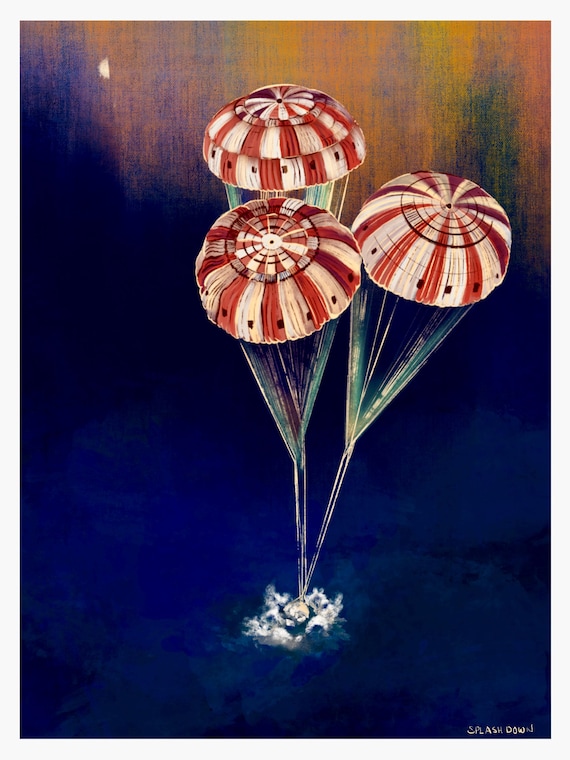 Artemis II Splashdown Print: Parachutes Bloom, Safe Return Home (8X10, 16X20, 18X24)