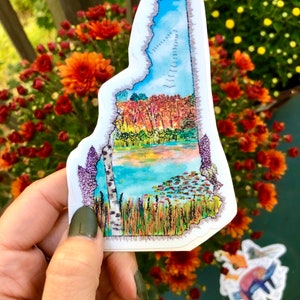 Aquarelle New Hampshire Fall Vinyl Autocollant