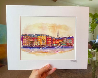 Limited Edition Portsmouth, NH Decks watercolor reproduction print