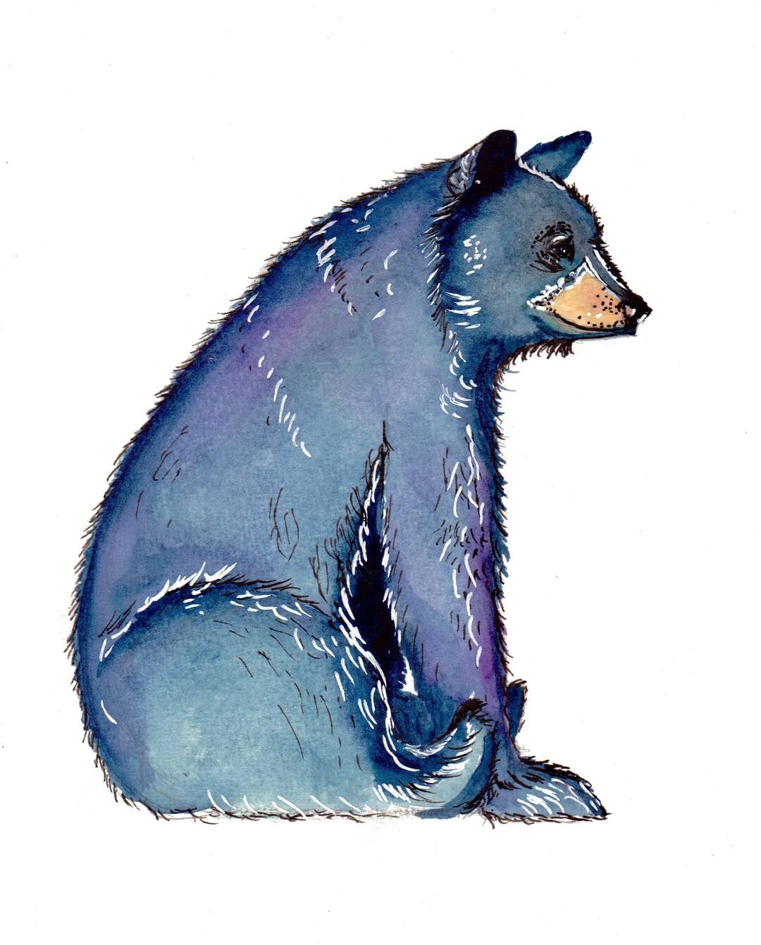 Watercolor and Ink Reproduction Bear Print - Etsy