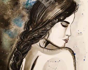 Capricorn empowerment watercolor print