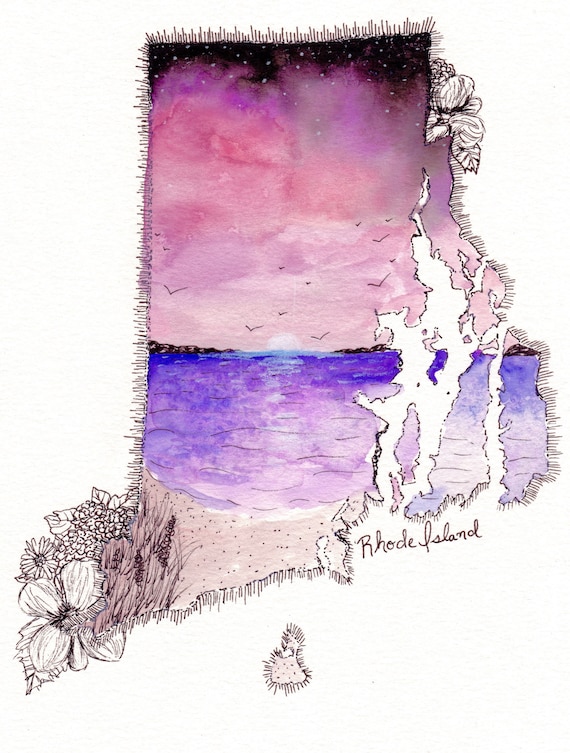 Rhode Island Watercolor Print